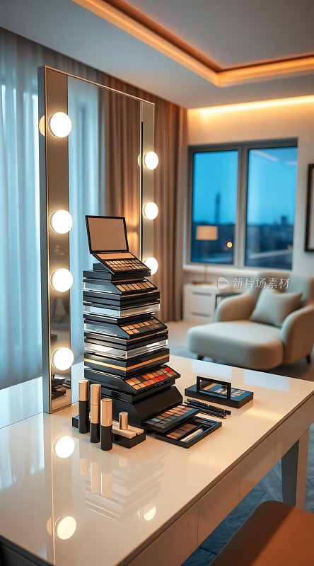 化妆台上的化妆品展示