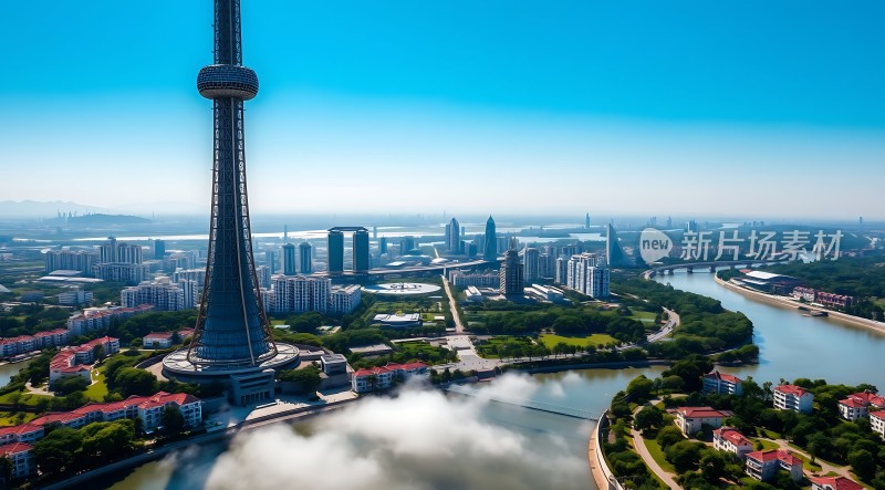 东方明珠塔与城市风光