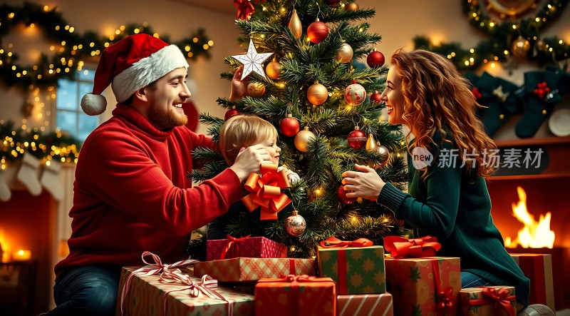 圣诞树下的温馨时刻