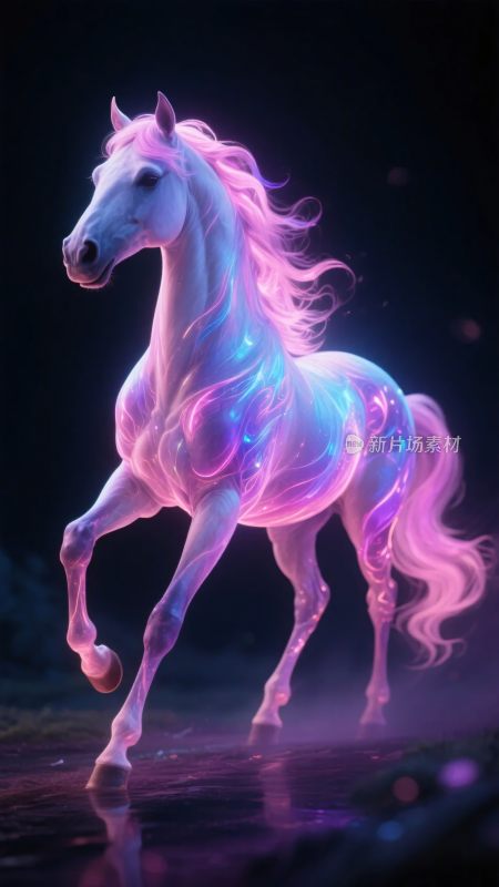 梦幻炫光独角兽插画