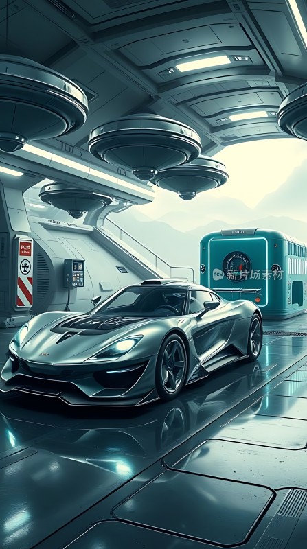 未来科技感跑车科幻场景