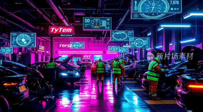 未来汽车维修车间