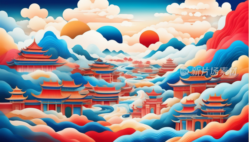 中国画山水画背景