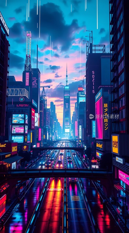 霓虹灯下的未来都市