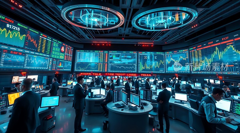 金融中心交易大厅里的紧张时刻