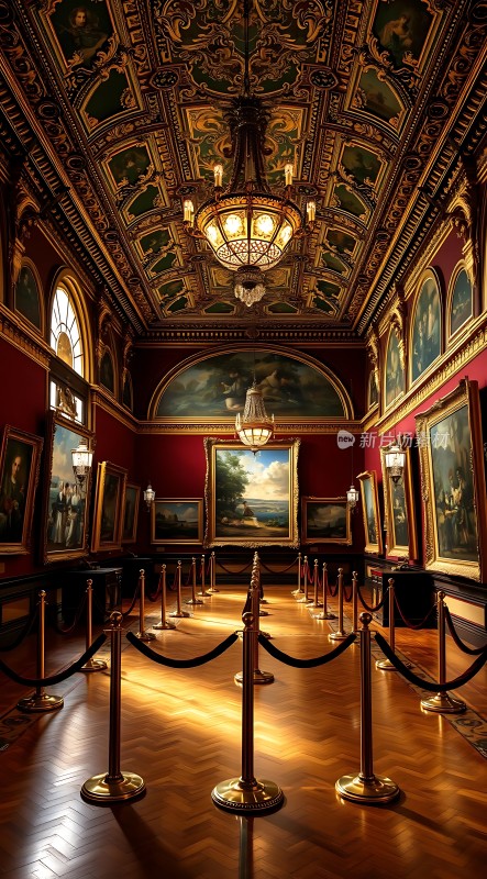 艺术殿堂华丽吊顶与精美画作共赏