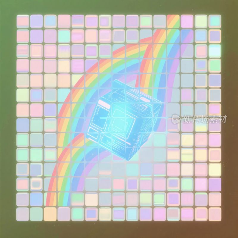 彩色方块彩虹透明方块插画