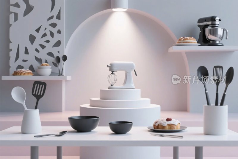 简洁烘焙厨房插画