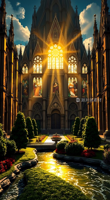 阳光下的宏伟教堂