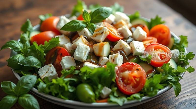 清新蔬菜沙拉色彩缤纷营养丰富