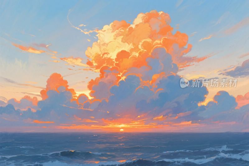 海上壮丽日落景象