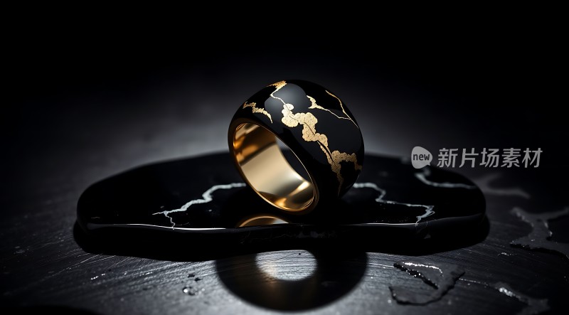 黑金戒指闪耀着奢华光芒