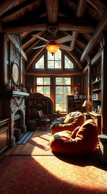 阳光下的温馨木屋