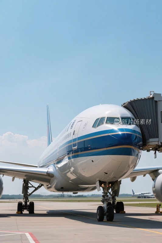 停靠的客机与登机桥