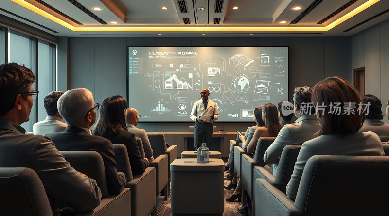 商务会议现场专注聆听与展示