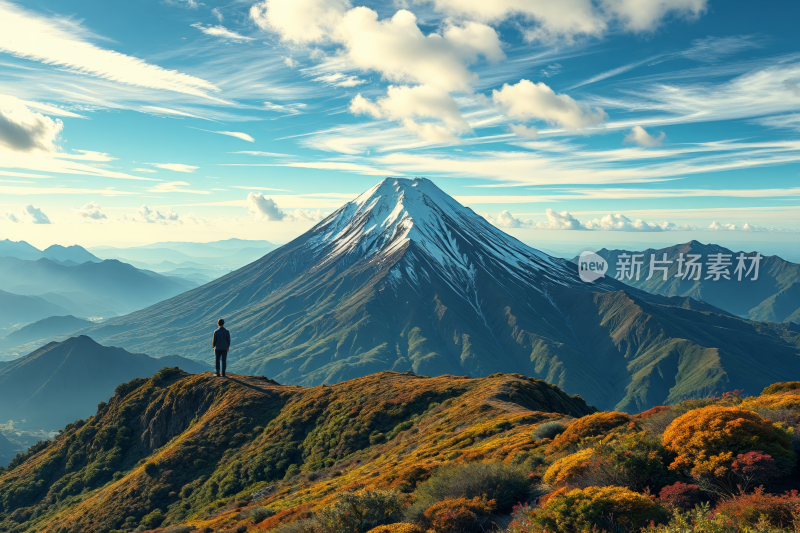 一个人站在山顶上看风景高清风景风光图片