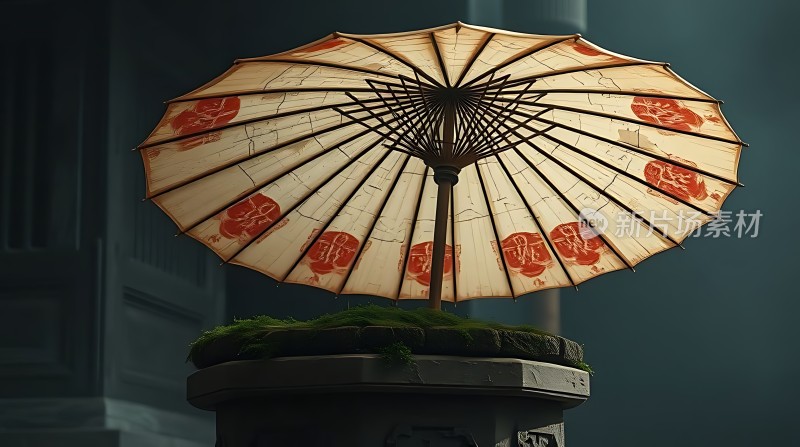 古风油纸伞下的静谧时光