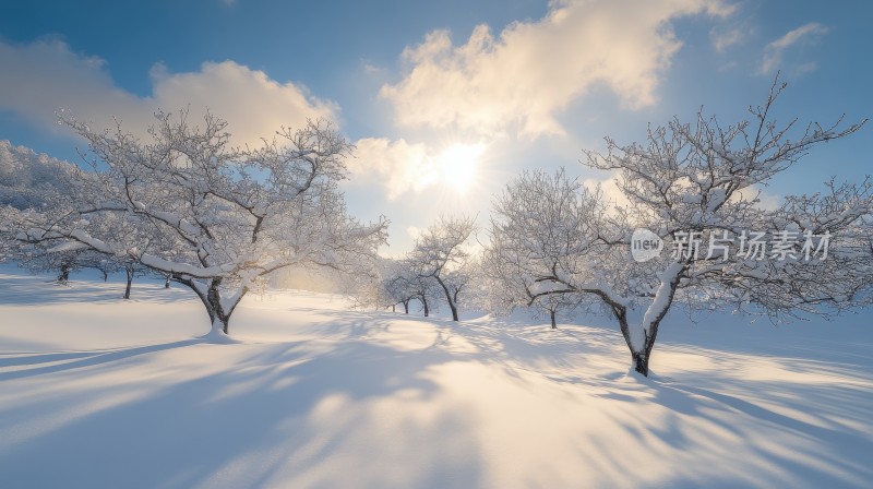 冬日暖阳下的雪景