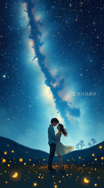 星空下的浪漫拥抱