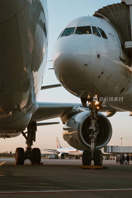 机场停机坪上的两架飞机