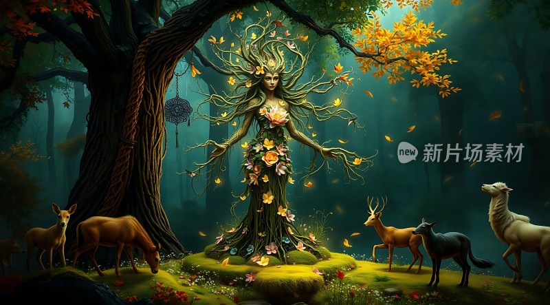 森林女神与自然和谐共处