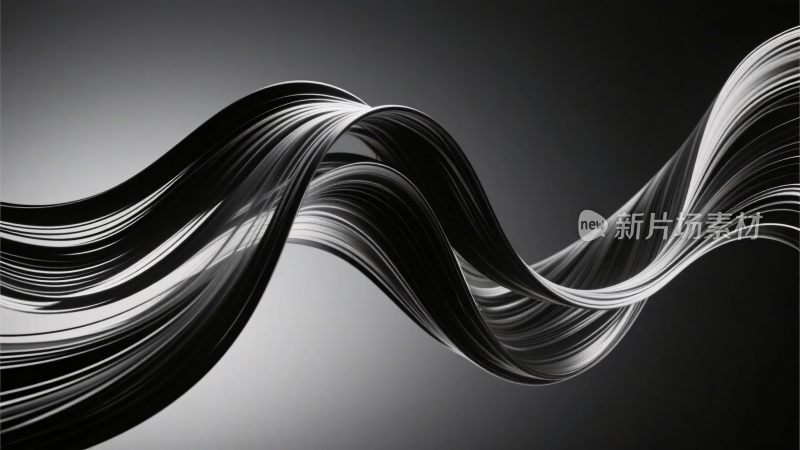 黑白动感波浪线条图案