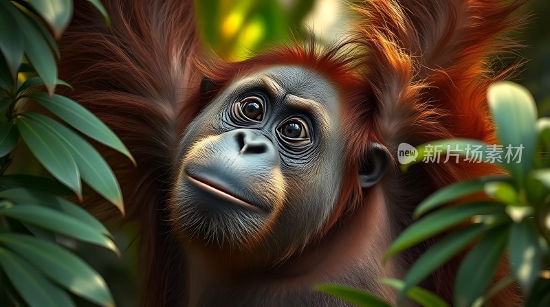 红毛猩猩探出头