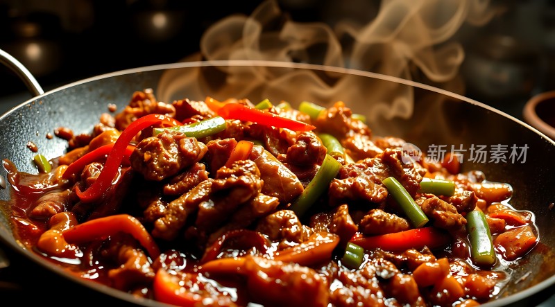 香辣鸡丁炒蔬菜