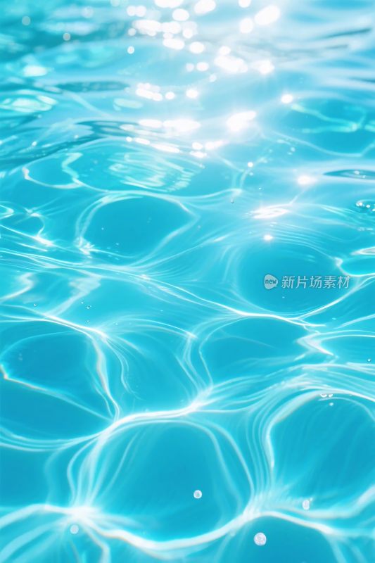 蓝色水波光影插画