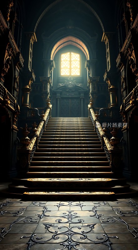 阳光下的宏伟楼梯