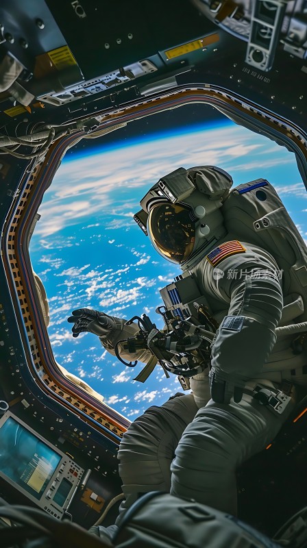 宇航员太空行走地球美景