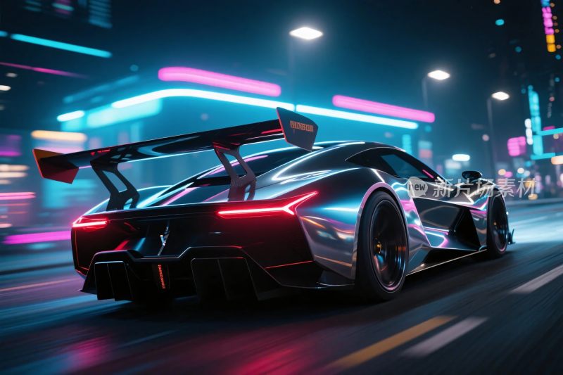未来都市跑车夜景