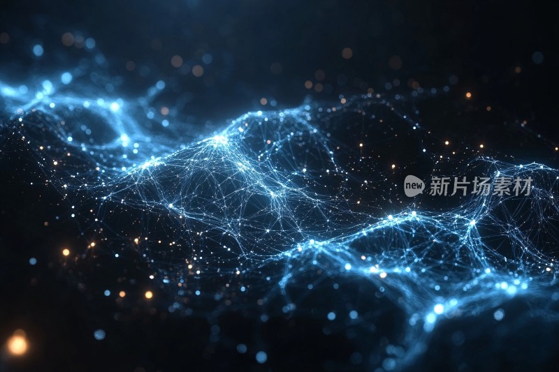 蓝色科技感网络线条画面