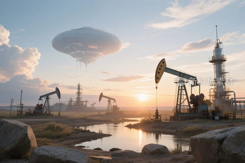 科幻油井飞碟场景