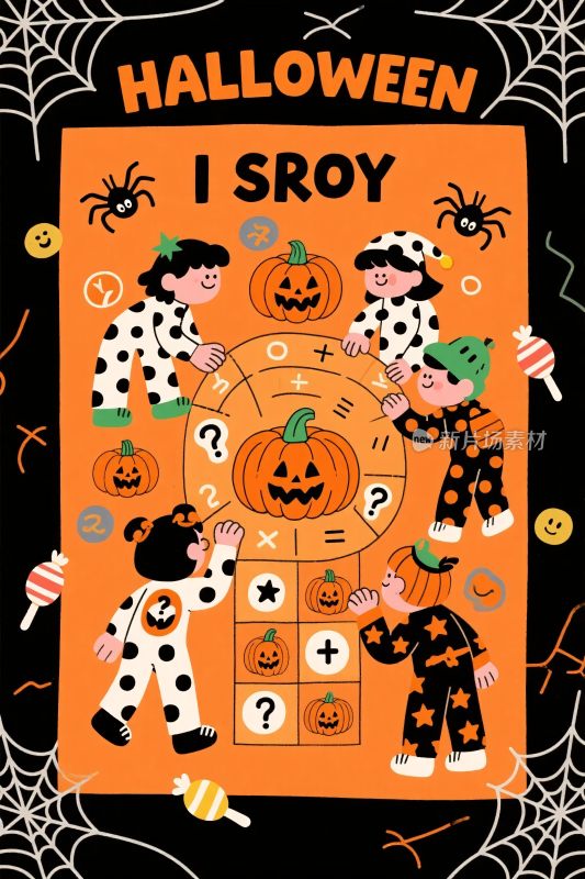 万圣节卡通插画游戏板