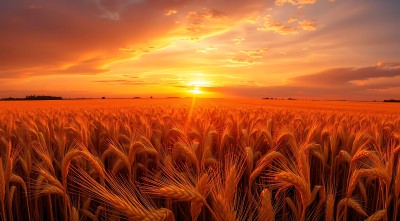 金色麦田日落时分