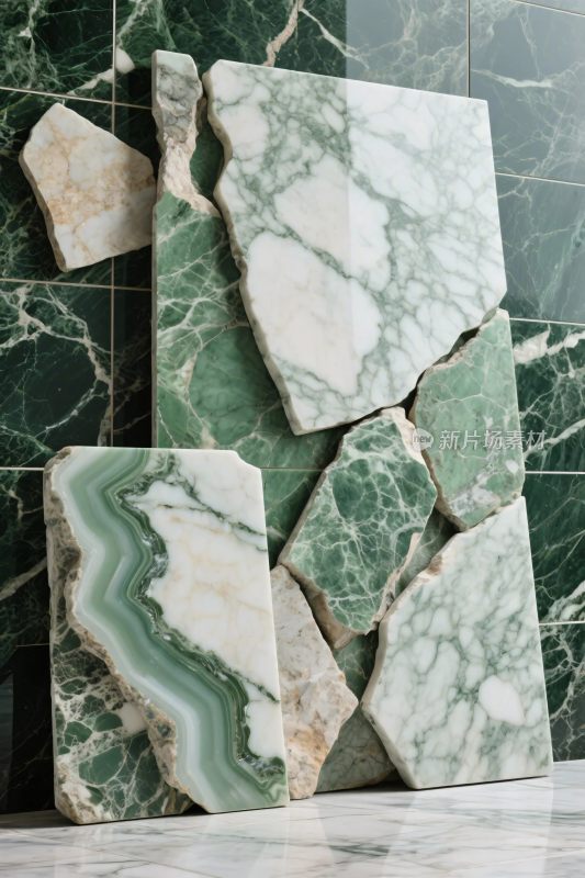 绿色石材组合展示