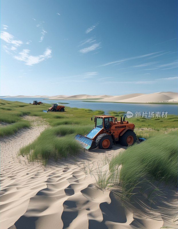 青海湖沙丘治沙景