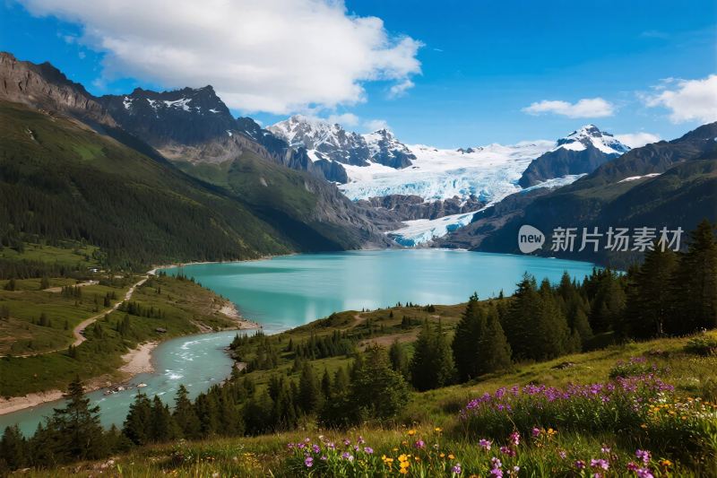 雪山湖泊自然风光