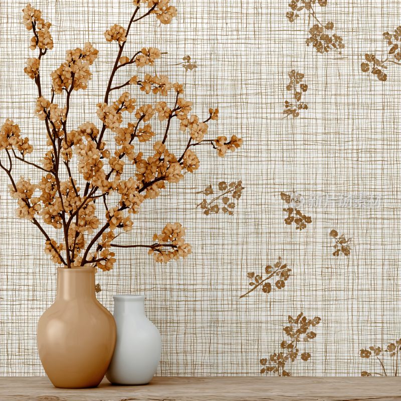 花瓶插枝花饰墙面背景图