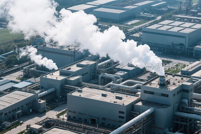 工厂烟囱排放烟雾景象