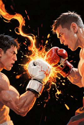 拳击斗士火焰插画 拳击斗士火焰插画