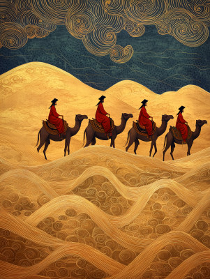 丝绸之路上的驼队 丝绸之路上的驼队