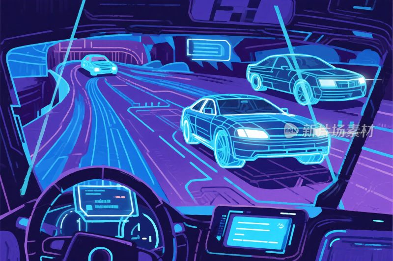 未来驾驶场景插画