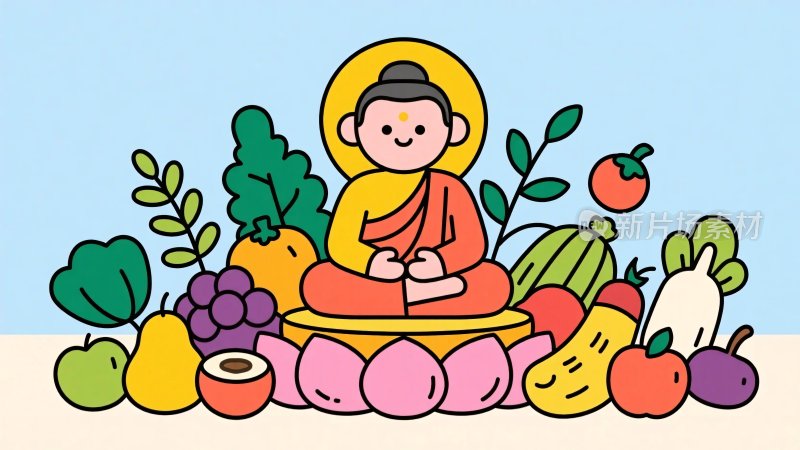 佛教果蔬插画