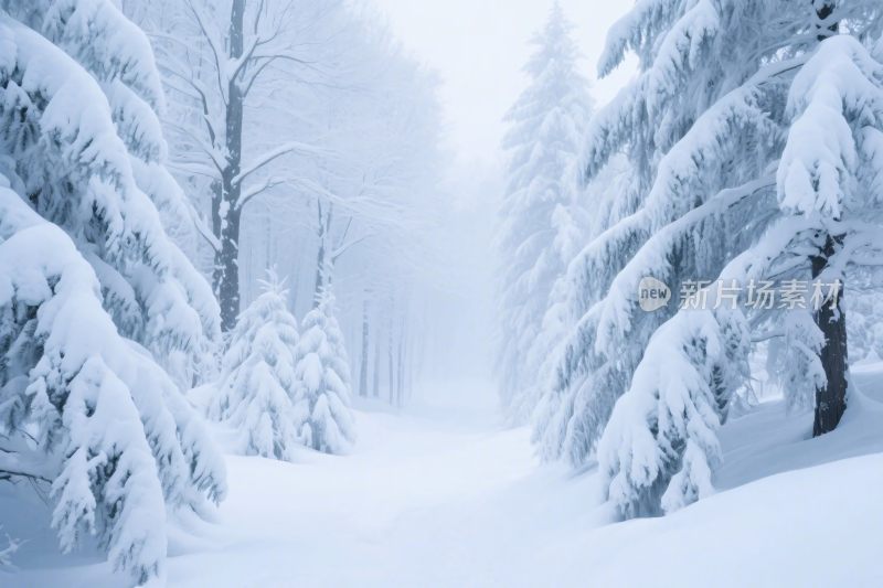 雪景冬日雪林美景