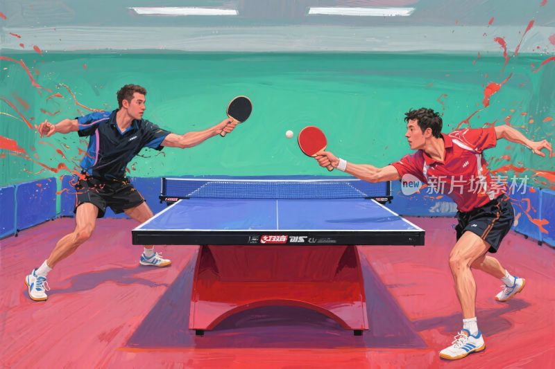 乒乓球比赛竞技插画