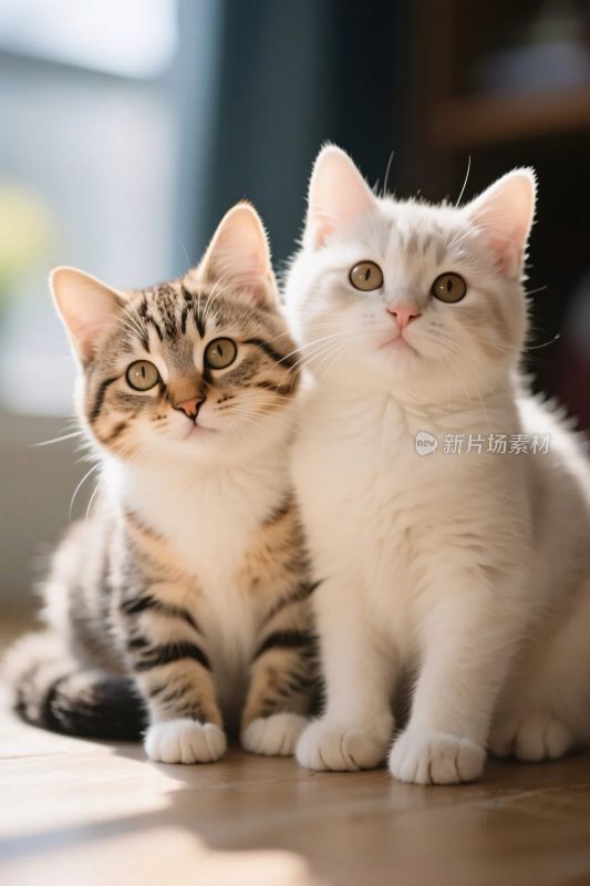 两只可爱小猫合影