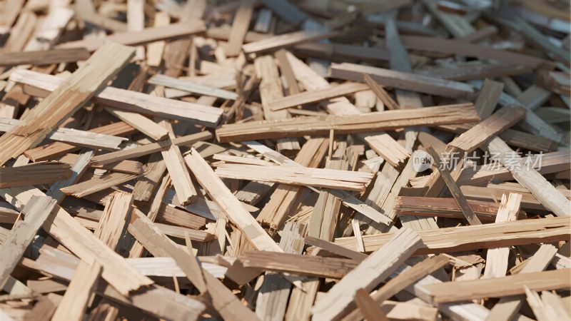 一堆木屑特写画面