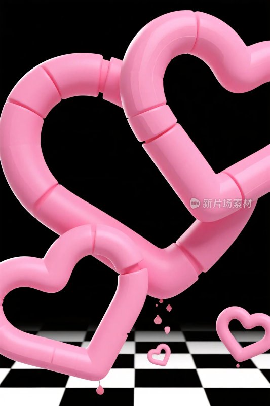 粉色爱心装饰插画